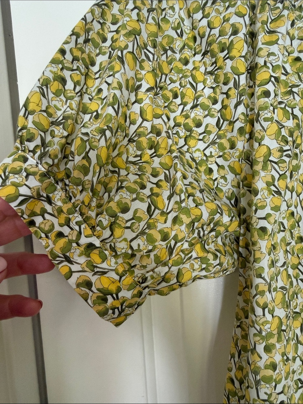 J. Crew Liberty Yellow and White Lemon-Print Puff-Sleeve Blouse - Picture 4 of 8